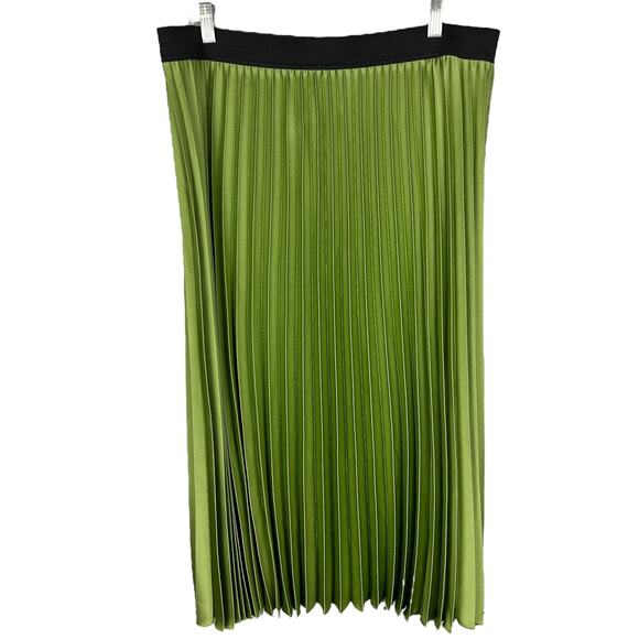 Marina Rinaldi Plus Size Max Mara Green Knife Pleated Midi Skirt 18 - Picture 1 of 5